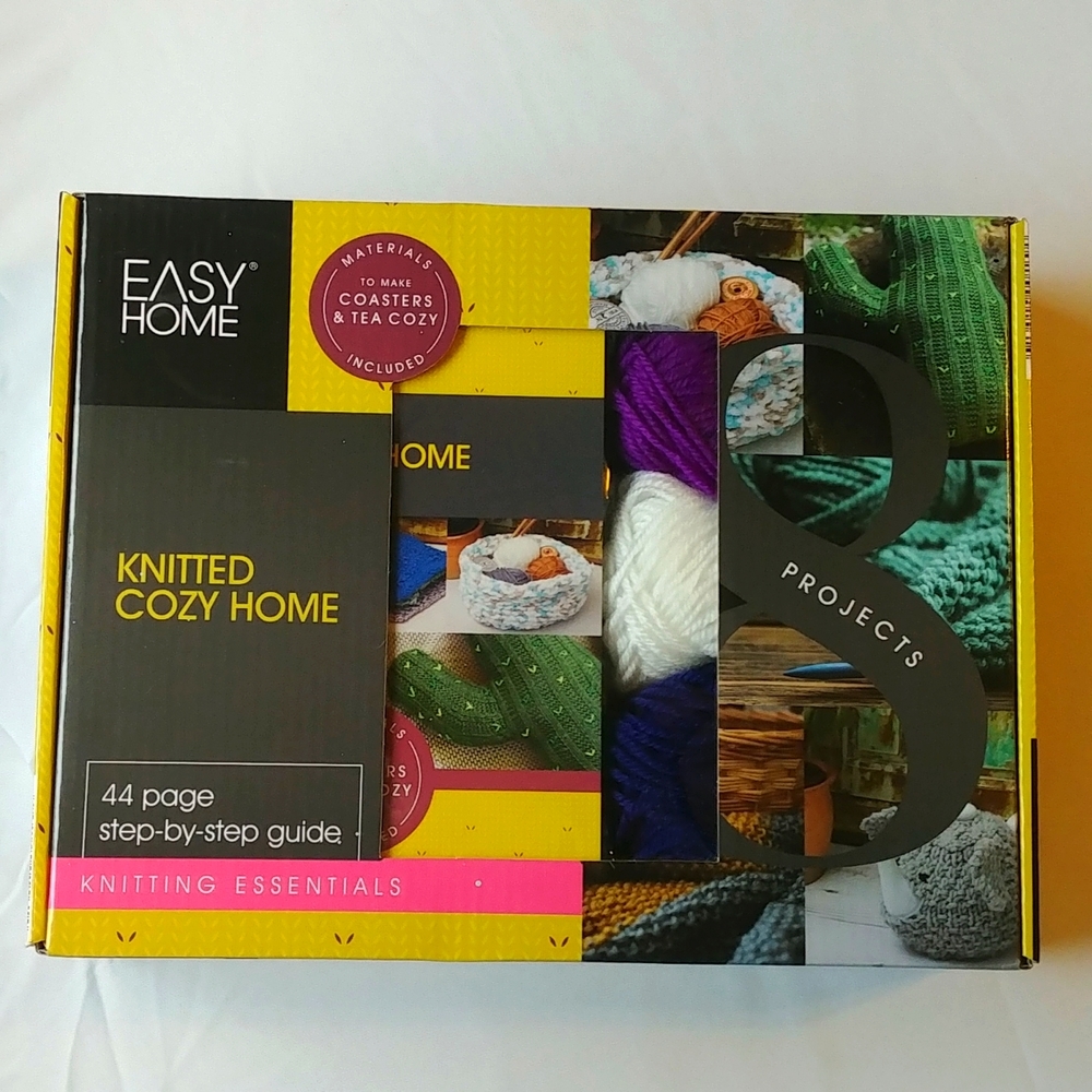 KNITTED COASTER AND TEA COZY KIT.